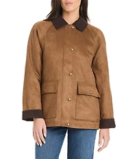 Vince Camuto Faux Suede Corduroy Point Collar Barn Style Jacket