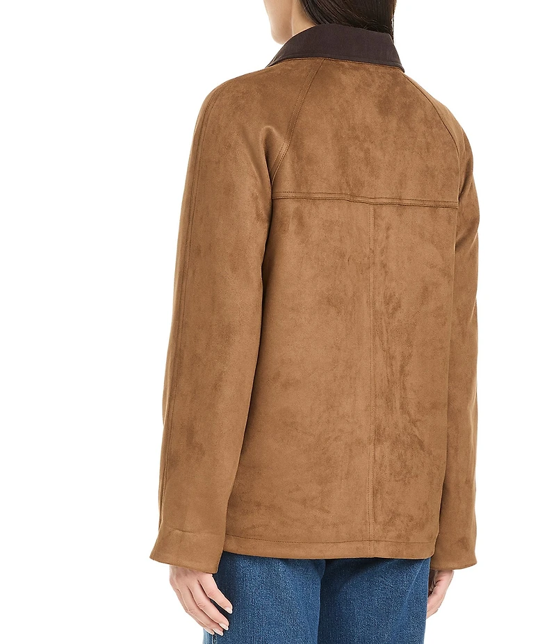 Vince Camuto Faux Suede Corduroy Point Collar Barn Style Jacket