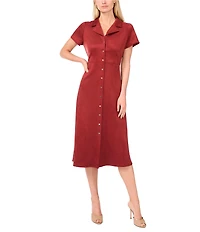Vince Camuto Faux Suede Point Collar Short Sleeve Button Front Dress