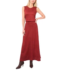 Vince Camuto Faux Suede Round Neck Sleeveless Coordinating Top