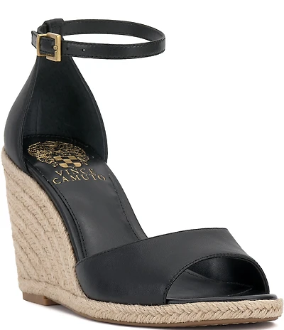 Vince Camuto Felyn Leather Ankle Strap Espadrille Wedge Sandals