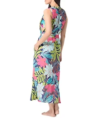 Vince Camuto Fiji Floral Sleeveless Belted Swim Cover-Up Dress