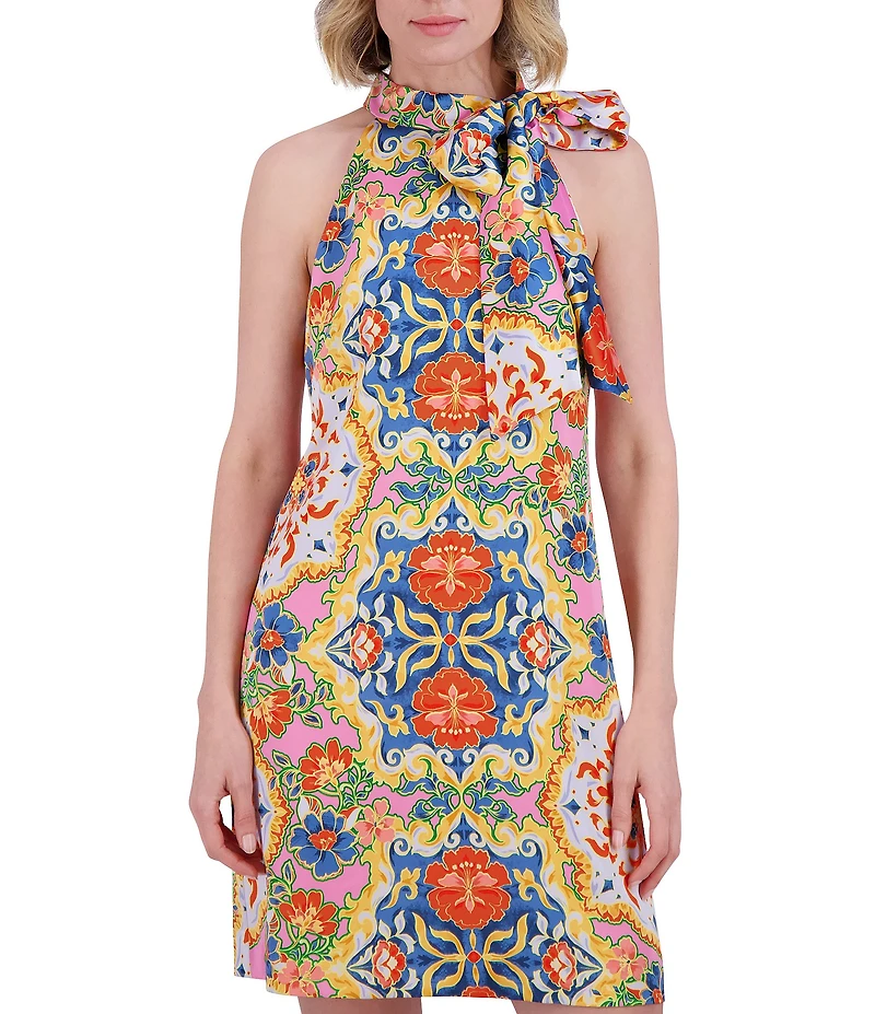 Vince Camuto Floral Halter Neck Sleeveless Shift Dress