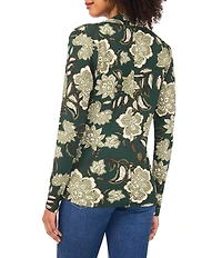 Vince Camuto Floral Knit Cowl V-Neck Long Sleeve Wrap Top