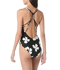 Vince Camuto Floral Plunge V-Neck One Piece Swimsuit