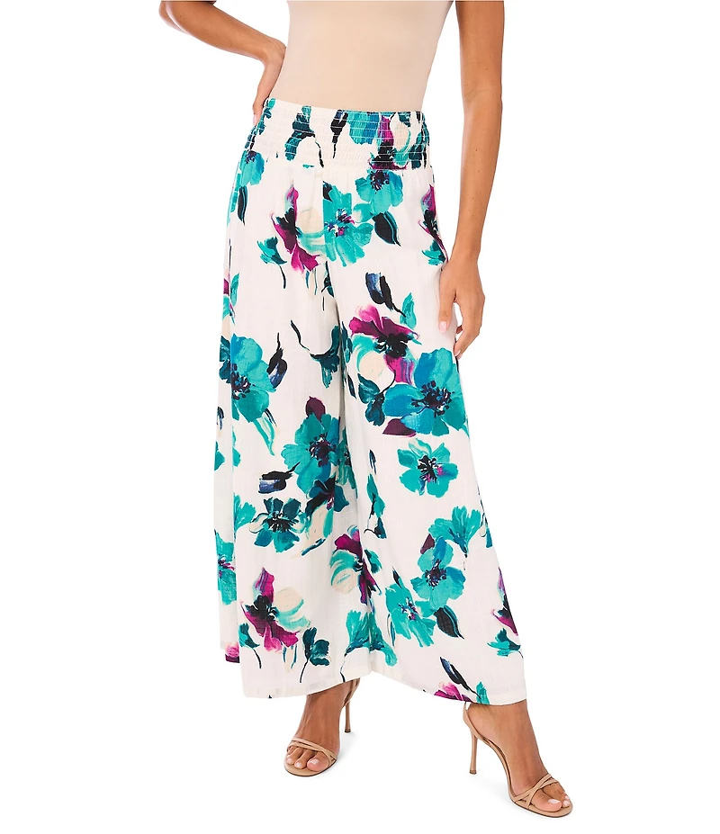 Vince Camuto Floral Print Cropped Wide Leg Pants