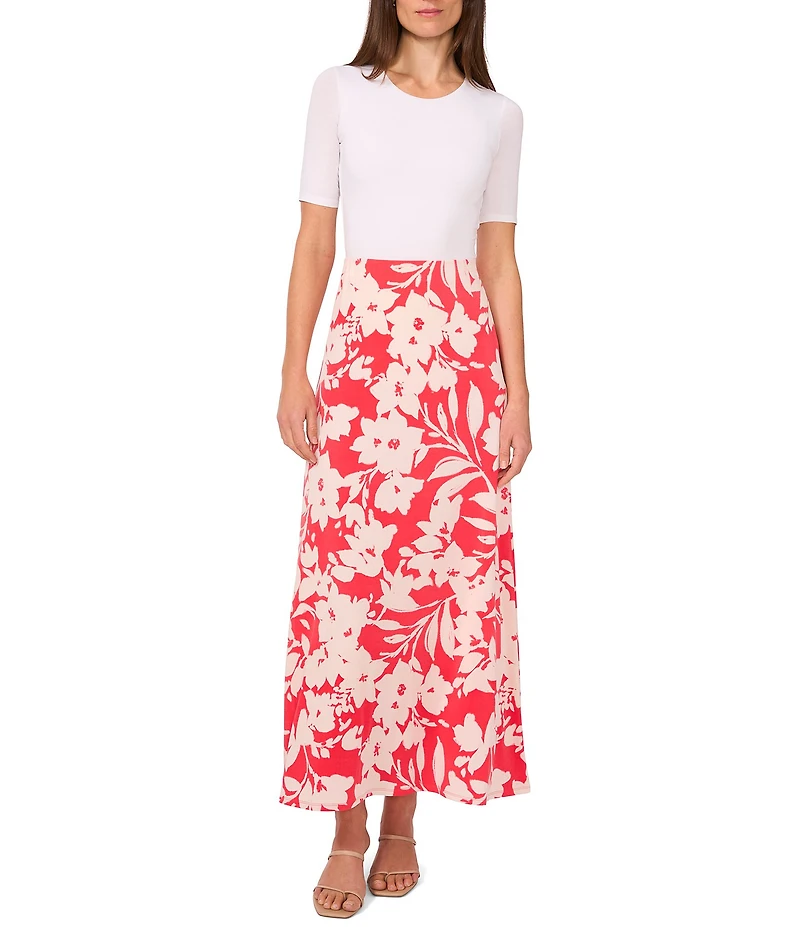 Vince Camuto Floral Print Maxi A-Line Skirt