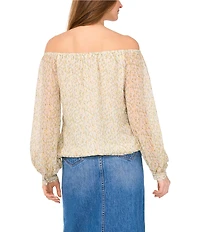 Vince Camuto Floral Print Off-The-Shoulder Long Balloon Sleeve Blouse