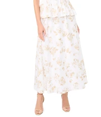Vince Camuto Floral Print Pleated Maxi A-Line Skirt