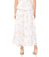 Vince Camuto Floral Print Pleated Maxi A-Line Skirt