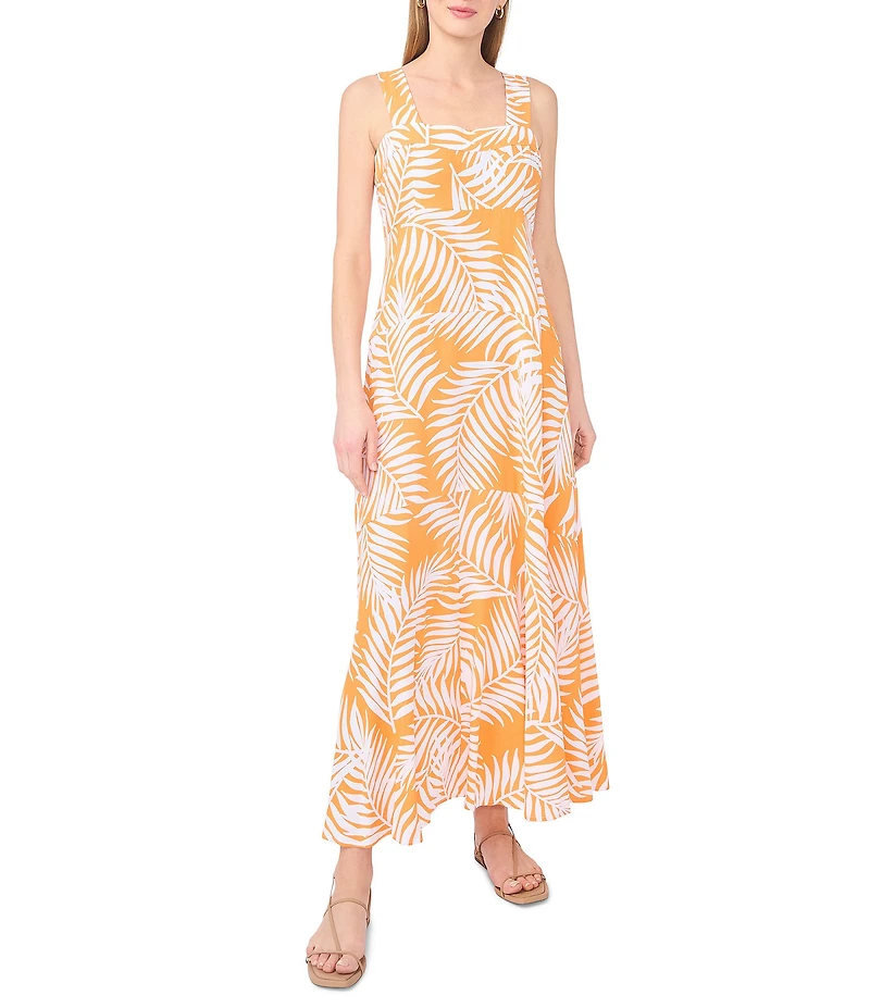 Vince Camuto Floral Print Square Neck Sleeveless Maxi Dress