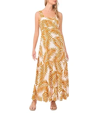 Vince Camuto Floral Print Square Neck Sleeveless Maxi Dress