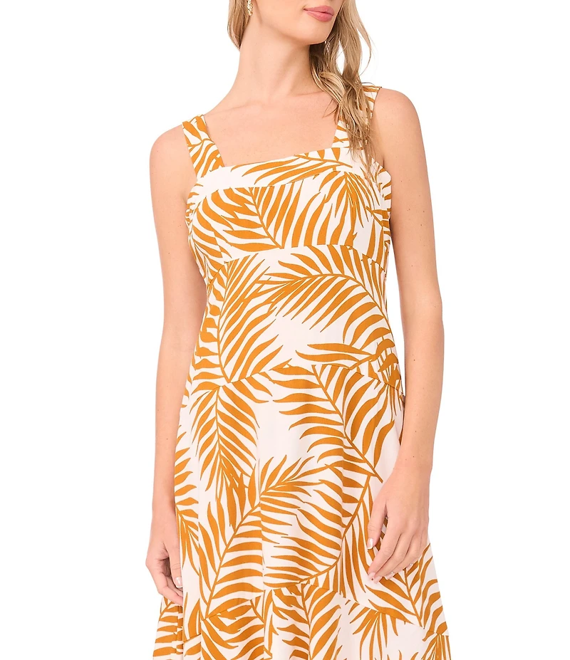 Vince Camuto Floral Print Square Neck Sleeveless Maxi Dress