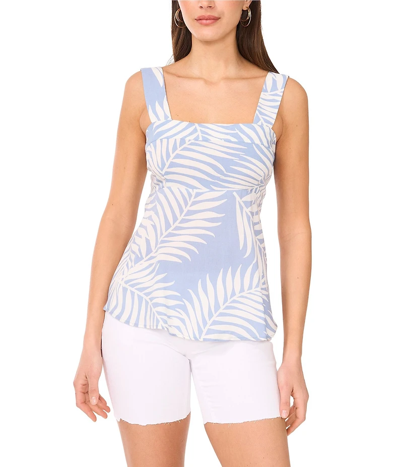 Vince Camuto Floral Print Square Neck Sleeveless Tank