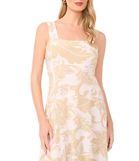 Vince Camuto Floral Printed Square Neck Sleeveless Maxi Dress