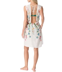 Vince Camuto Garden Floral Plunge Front Sleeveless Open Back Cover Up Dress