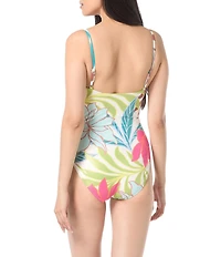 Vince Camuto Gold Dusk Fiji Floral V-Wire Neck One Piece Swimsuit