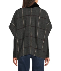 Vince Camuto Grid Plaid Topper with Fur Collar