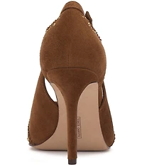 Vince Camuto Hally Cut-Out Studded Suede Wing Tip Stiletto Pumps