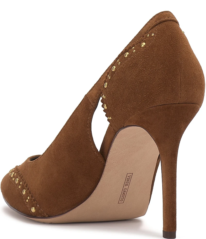 Vince Camuto Hally Cut-Out Studded Suede Wing Tip Stiletto Pumps