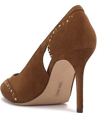Vince Camuto Hally Cut-Out Studded Suede Wing Tip Stiletto Pumps