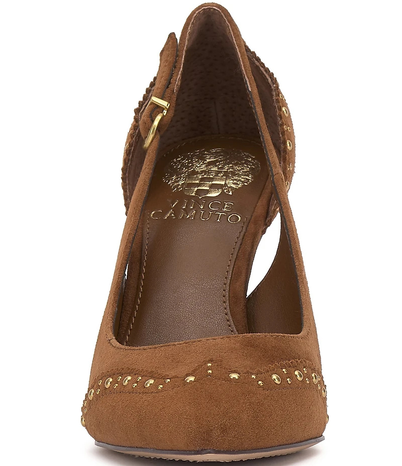 Vince Camuto Hally Cut-Out Studded Suede Wing Tip Stiletto Pumps