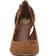 Vince Camuto Hally Cut-Out Studded Suede Wing Tip Stiletto Pumps