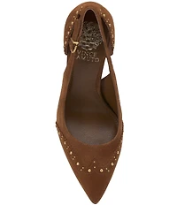 Vince Camuto Hally Cut-Out Studded Suede Wing Tip Stiletto Pumps