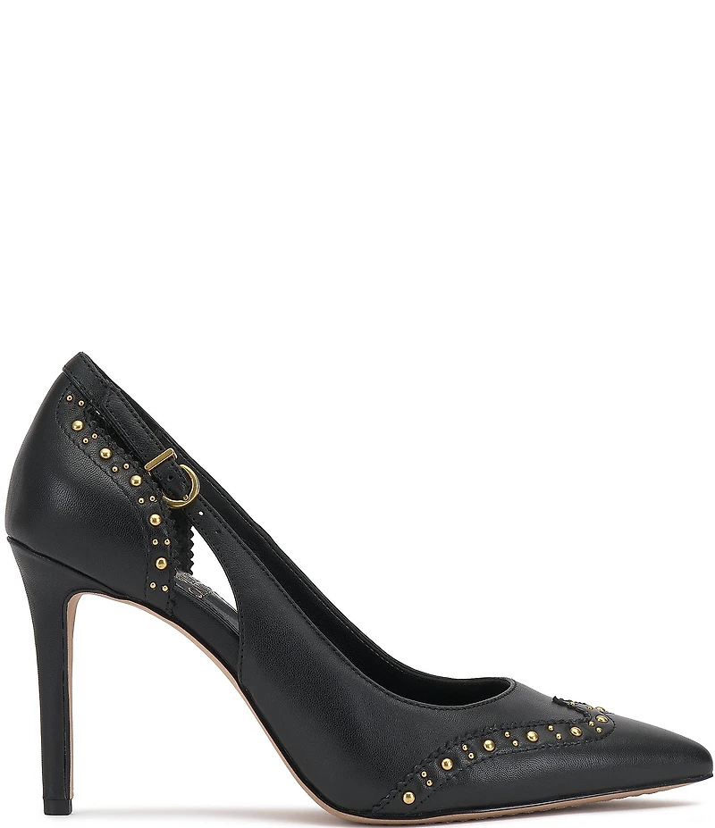 Vince Camuto Hally Studded Leather Cut-Out Wing Tip Stiletto Pumps