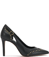 Vince Camuto Hally Studded Leather Cut-Out Wing Tip Stiletto Pumps