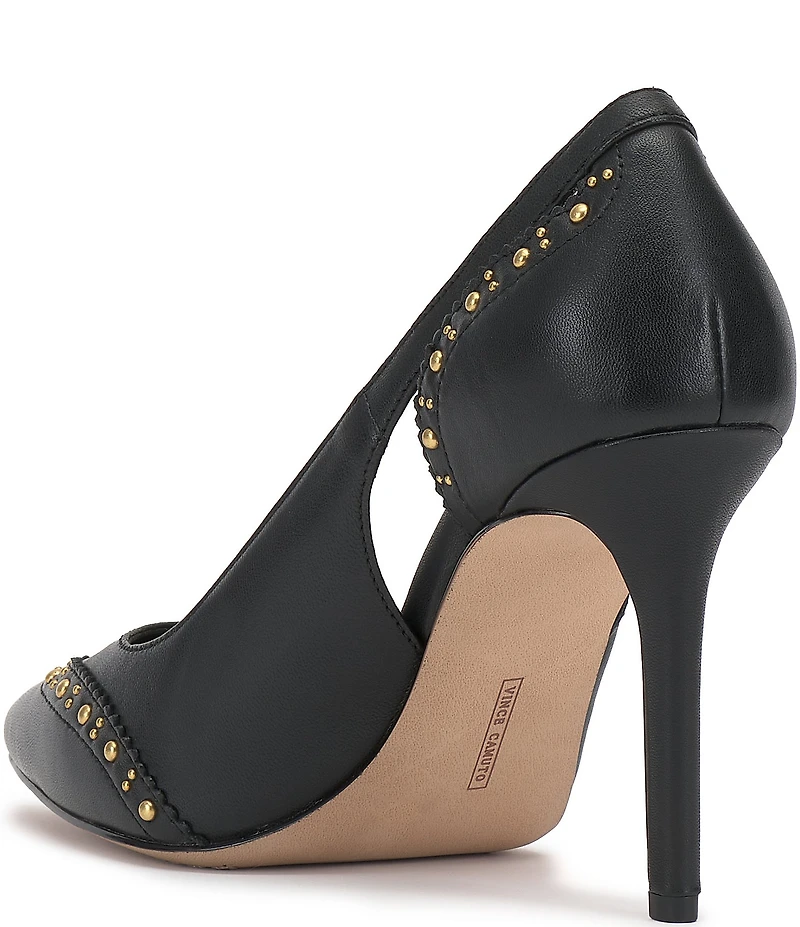 Vince Camuto Hally Studded Leather Cut-Out Wing Tip Stiletto Pumps