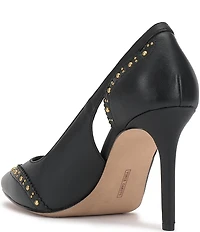 Vince Camuto Hally Studded Leather Cut-Out Wing Tip Stiletto Pumps