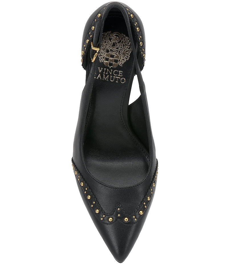 Vince Camuto Hally Studded Leather Cut-Out Wing Tip Stiletto Pumps