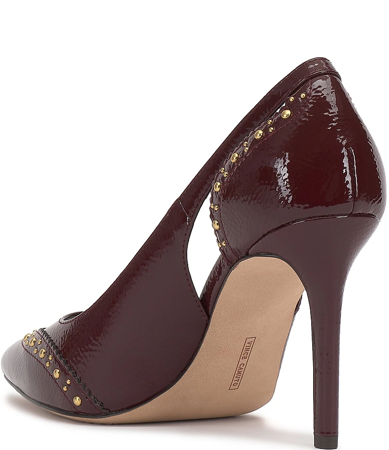 Vince Camuto Hally Studded Patent Leather Cut-Out Wing Tip Stiletto Pumps