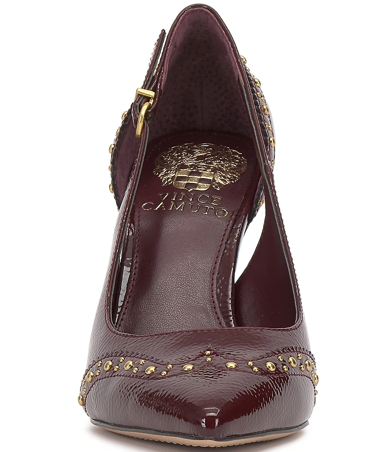 Vince Camuto Hally Studded Patent Leather Cut-Out Wing Tip Stiletto Pumps