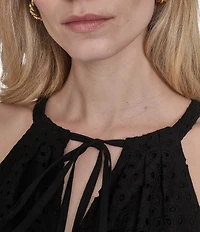 Vince Camuto Halter Neck Sleeveless Embroidered Midi Dress