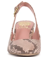 Vince Camuto Hamden Snake Print Leather Slingback Pumps