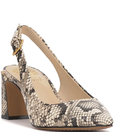 Vince Camuto Hamden Snake Print Leather Slingback Pumps