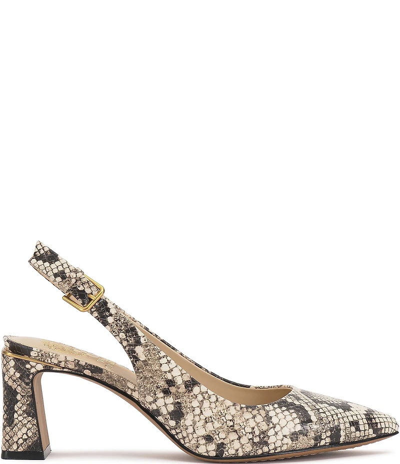 Vince Camuto Hamden Snake Print Leather Slingback Pumps