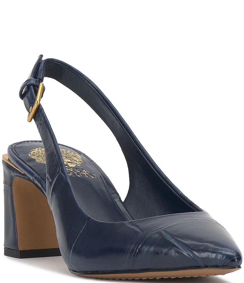 Vince Camuto Hamden Croco Leather Slingback Pumps