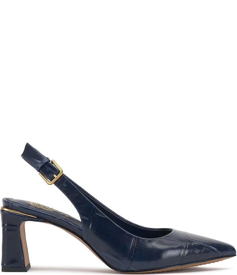 Vince Camuto Hamden Croco Leather Slingback Pumps