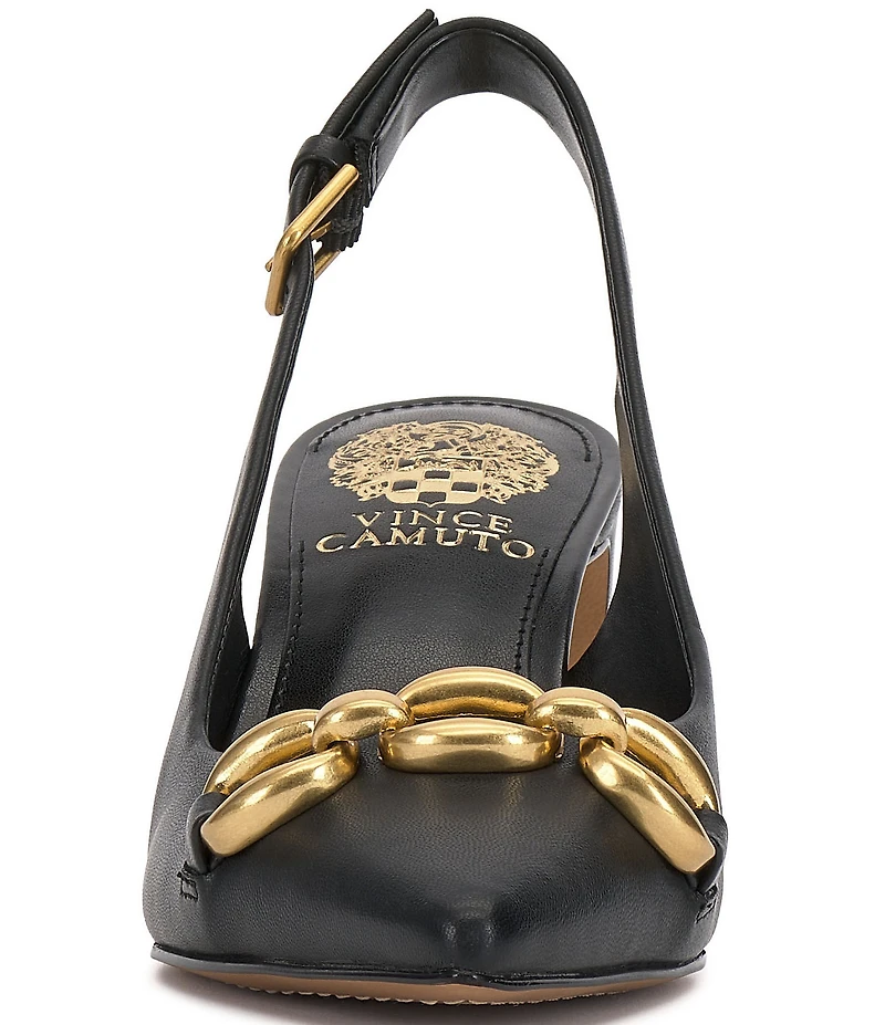 Vince Camuto Hamden Leather Chain Link Hardware Slingback Pumps