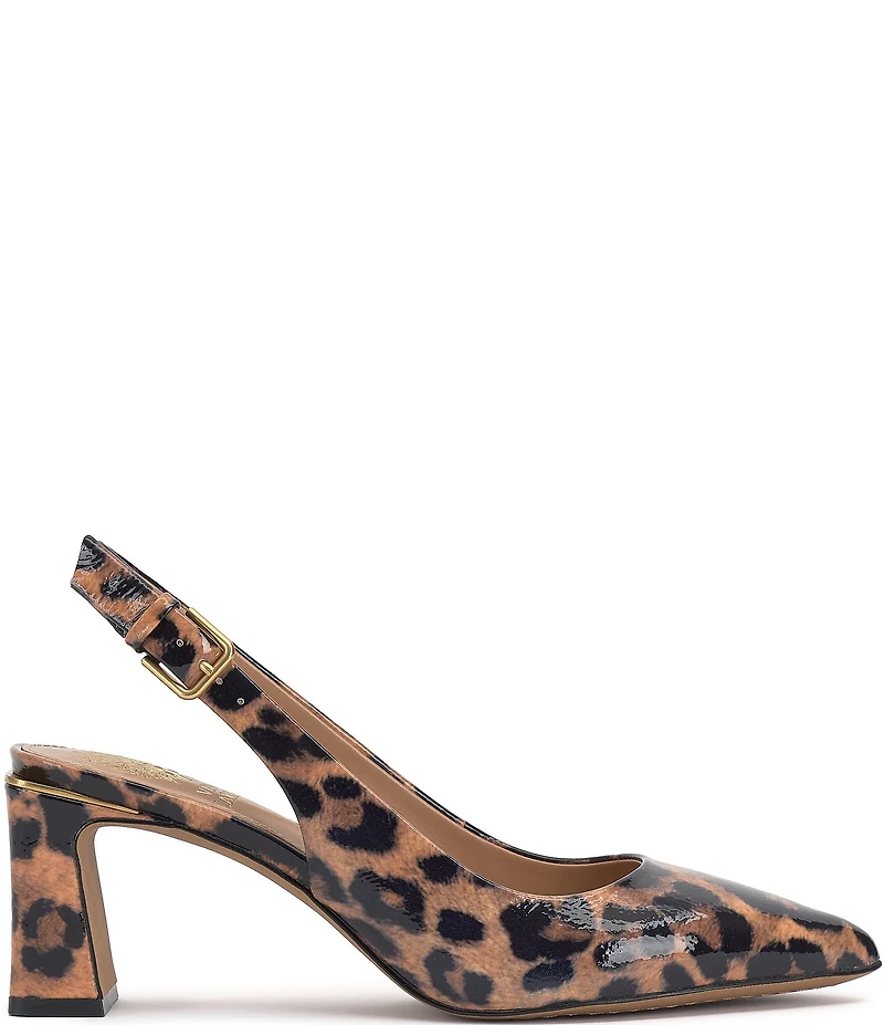 Vince Camuto Hamden Leopard Print Patent Leather Slingback Pumps