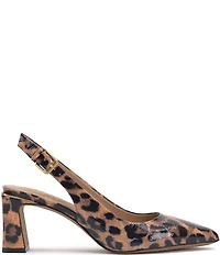 Vince Camuto Hamden Leopard Print Patent Leather Slingback Pumps