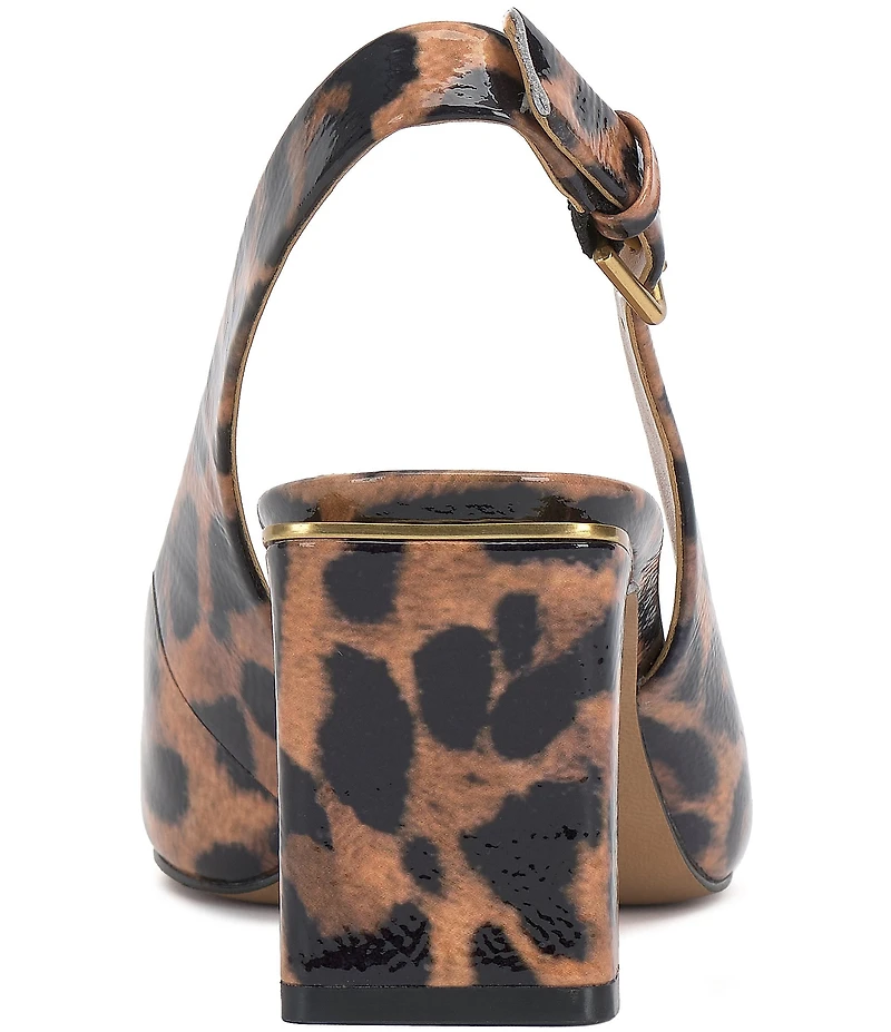 Vince Camuto Hamden Leopard Print Patent Leather Slingback Pumps