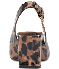 Vince Camuto Hamden Leopard Print Patent Leather Slingback Pumps