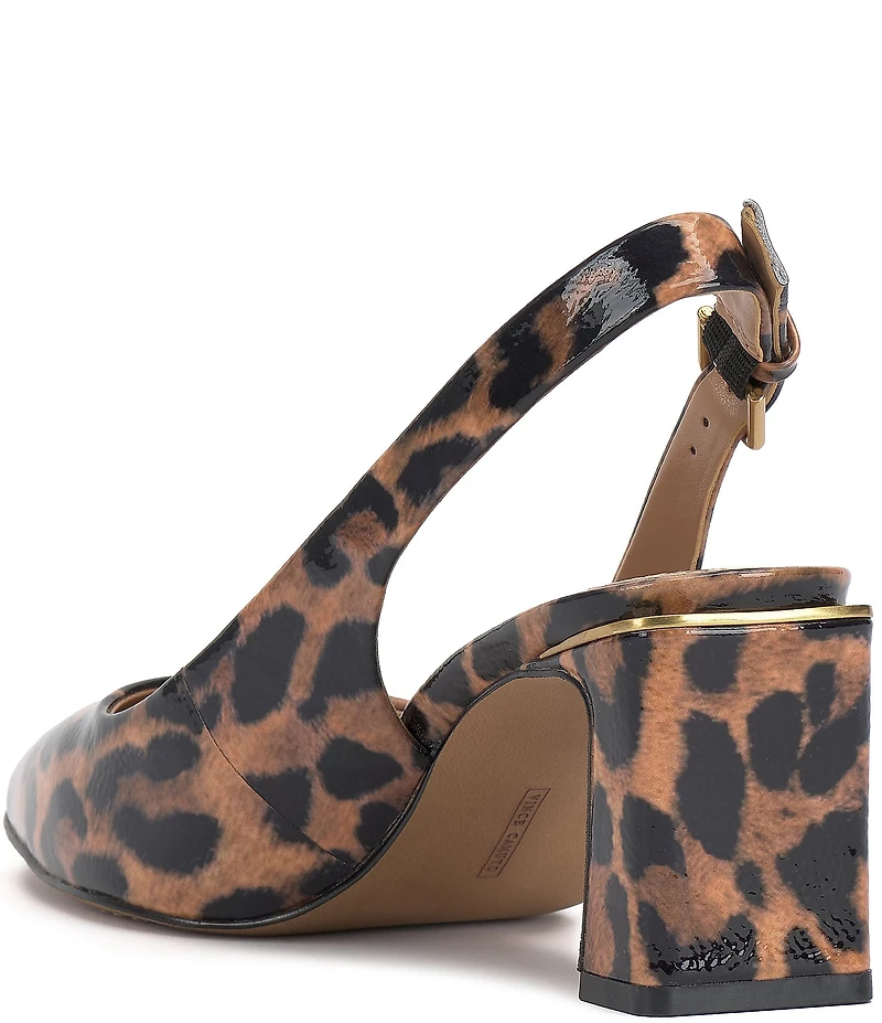 Vince Camuto Hamden Leopard Print Patent Leather Slingback Pumps