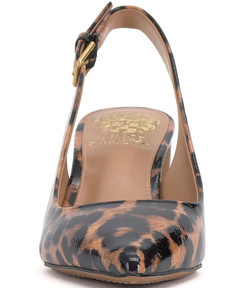 Vince Camuto Hamden Leopard Print Patent Leather Slingback Pumps