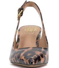 Vince Camuto Hamden Leopard Print Patent Leather Slingback Pumps