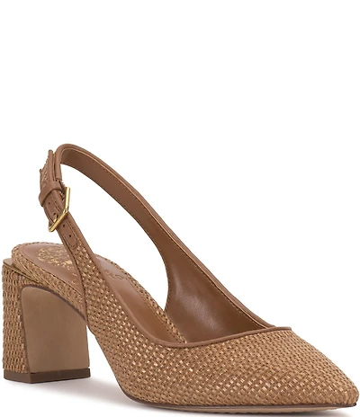 Vince Camuto Hamden Raffia Slingback Point Toe Pumps